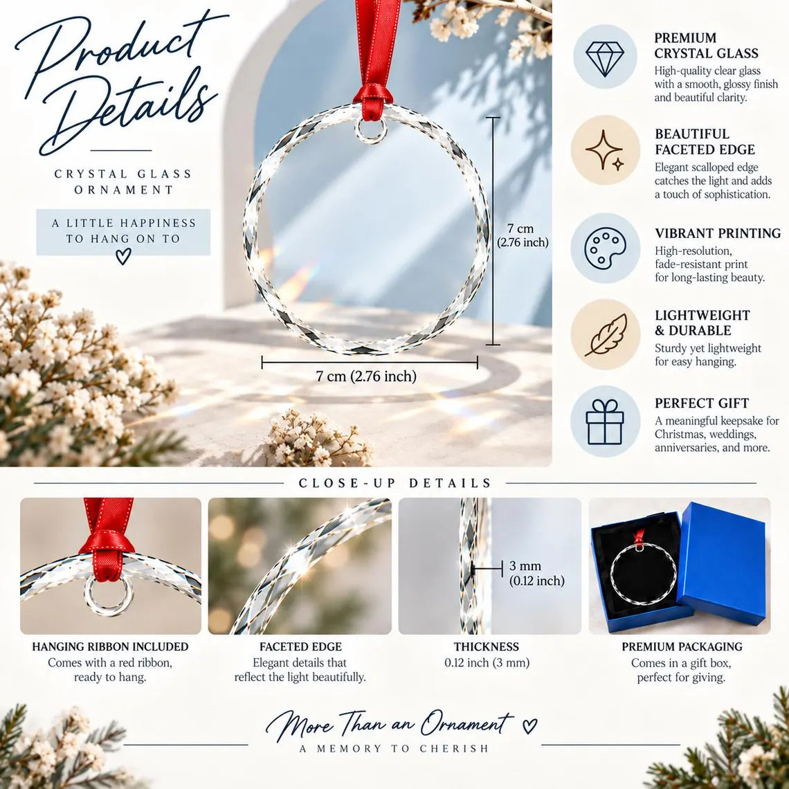 Personalized Patriotic Christmas Ornament 2026, America Christmas Ornament, Custom Family Name Glass Ornament, Red White Blue Tree Decor