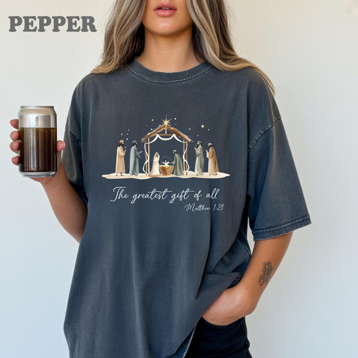 The Greatest Gift of All Nativity Shirt, Christian Christmas Shirt, Jesus Birth Scene, Faith Graphic Tee, Religious Holiday Gift