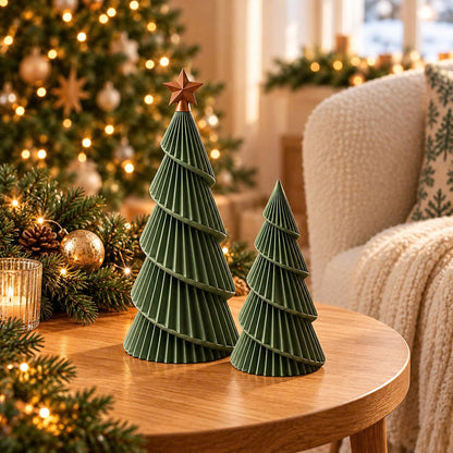 3D Printed Christmas Tree Decor, Modern Green Spiral Christmas Trees, Minimalist Holiday Table Decoration
