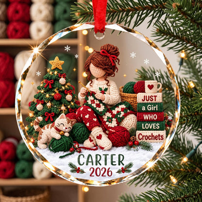 Personalized Crochet Ornament, Just a Girl Who Loves Crochet Christmas Ornament, Custom Name Crocheter Gift, Crochet Lover Xmas Gift
