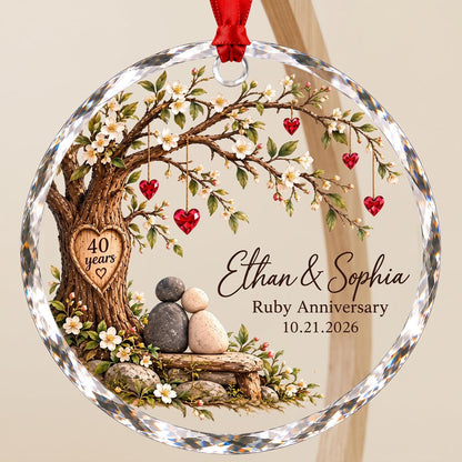 Personalized Ruby Anniversary Ornament, 40 Years Together Couple Keepsake, Custom Names and Date Christmas Ornament, 40th Wedding Anniversary Gift
