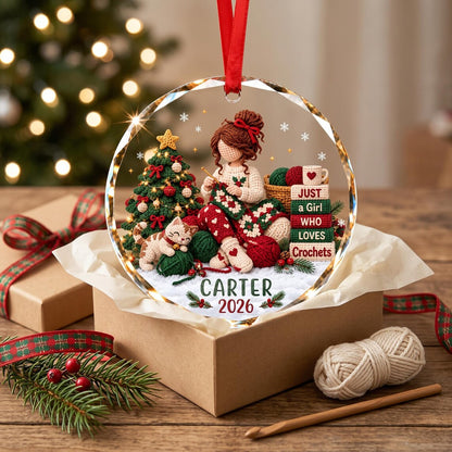 Personalized Crochet Ornament, Just a Girl Who Loves Crochet Christmas Ornament, Custom Name Crocheter Gift, Crochet Lover Xmas Gift