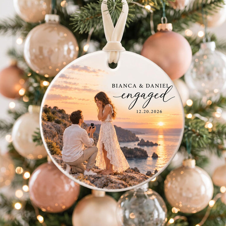 Personalized Engagement Photo Ornament, Custom Engaged Couple Keepsake, Proposal Gift, Christmas Ornament 2026