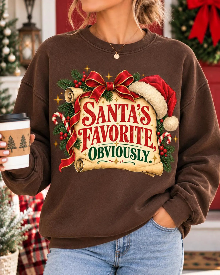 Santa's Favorite Obviously Sweatshirt, Funny Christmas Shirt, Vintage Santa Crewneck, Cute Holiday Sweatshirt, Christmas Gift for Her