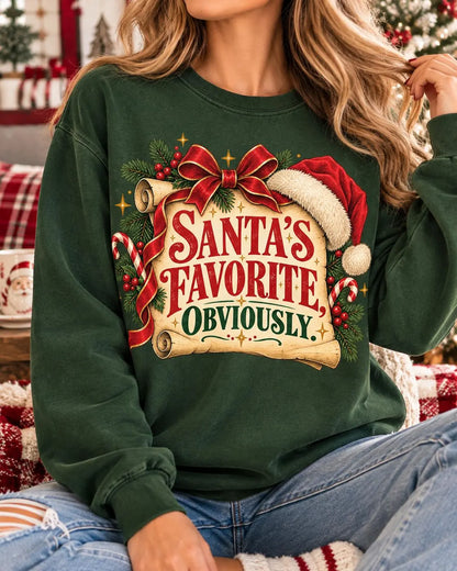 Santa's Favorite Obviously Sweatshirt, Funny Christmas Shirt, Vintage Santa Crewneck, Cute Holiday Sweatshirt, Christmas Gift for Her