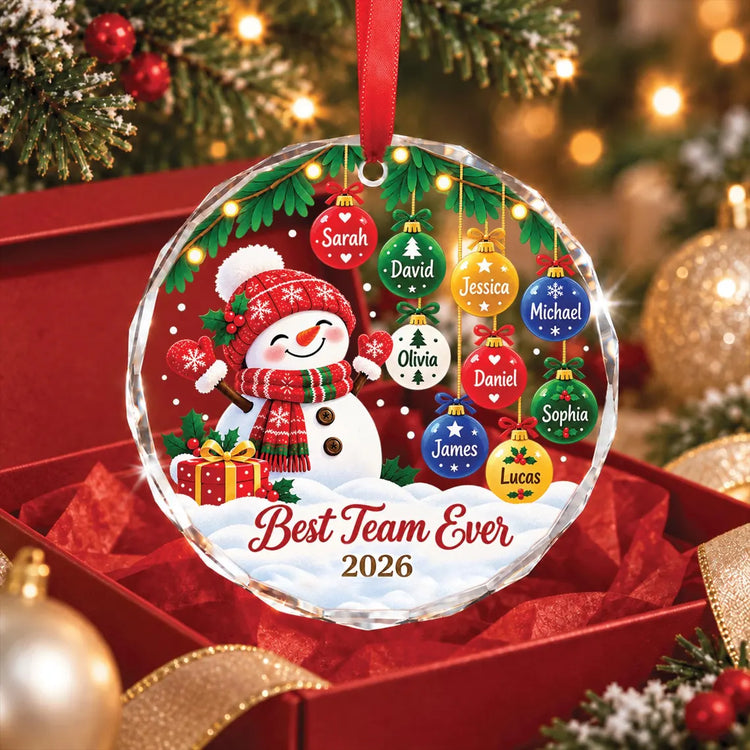 Personalized Best Team Ever Christmas Ornament 2026, Custom Team Names Snowman Ornament, Coworker Appreciation Gift for Staff