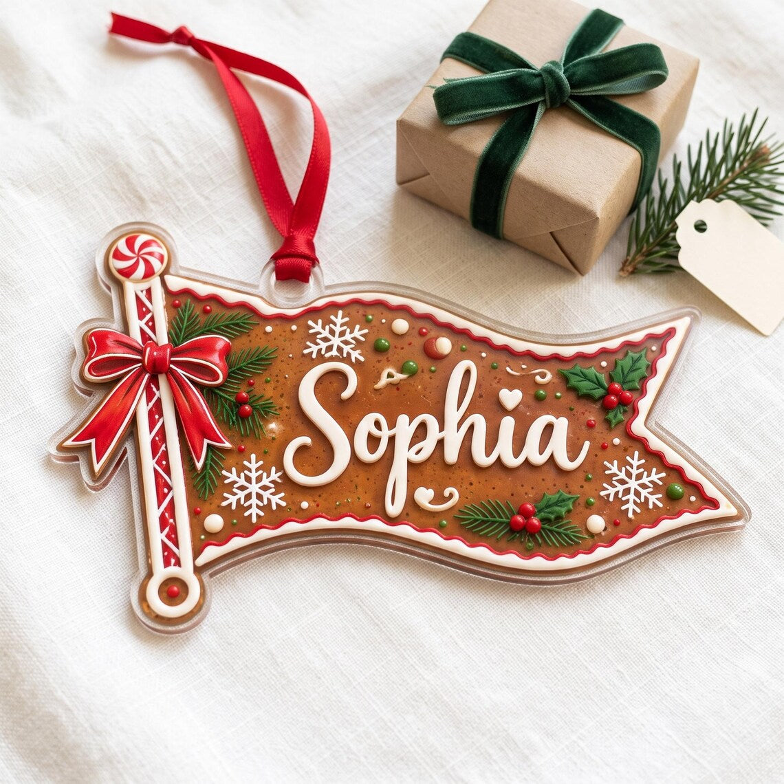 Personalized Christmas Acrylic Ornament, Custom Name Ornament, Holiday Keepsake Gift