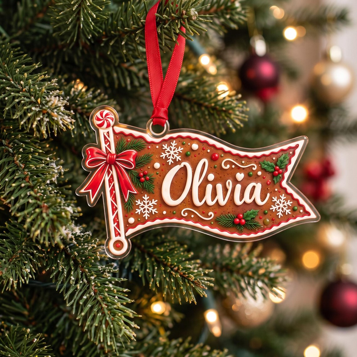 Personalized Christmas Acrylic Ornament, Custom Name Ornament, Holiday Keepsake Gift