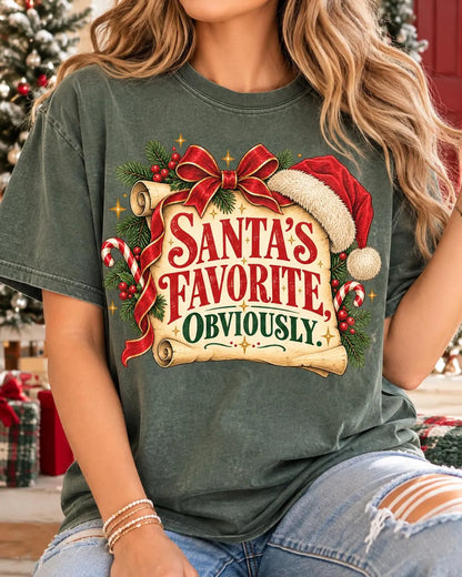 Santa's Favorite Obviously Sweatshirt, Funny Christmas Shirt, Vintage Santa Crewneck, Cute Holiday Sweatshirt, Christmas Gift for Her