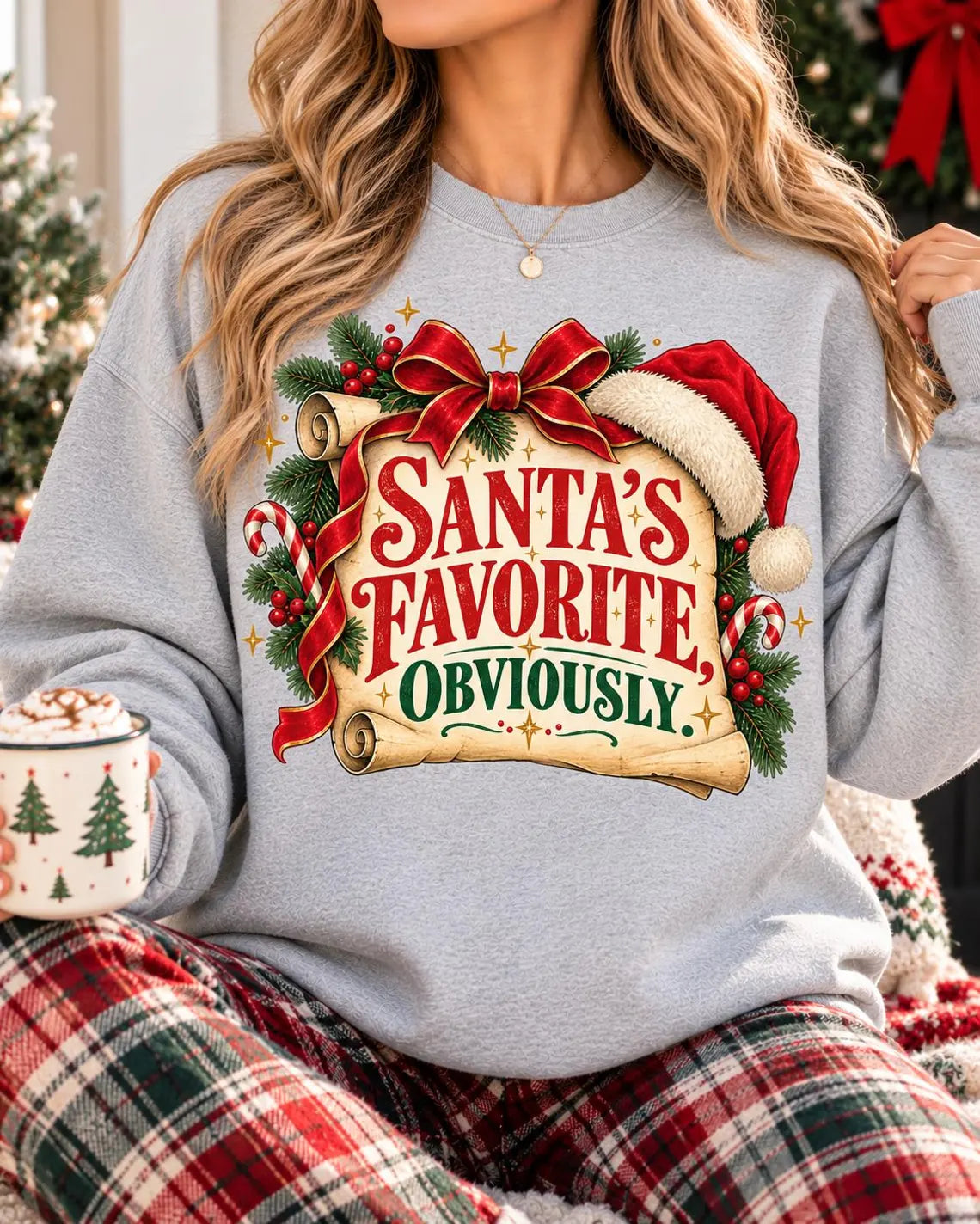 Santa's Favorite Obviously Sweatshirt, Funny Christmas Shirt, Vintage Santa Crewneck, Cute Holiday Sweatshirt, Christmas Gift for Her