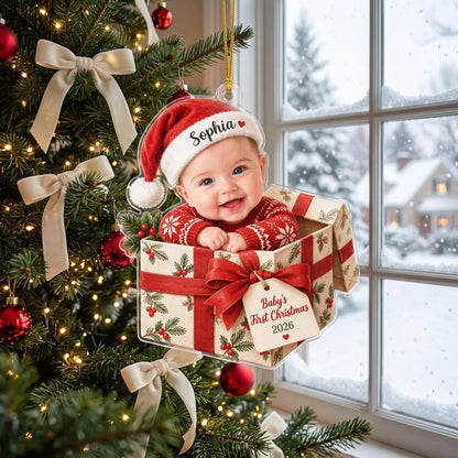 Personalized Baby's First Christmas Ornament, Custom Baby Photo Ornament, Newborn Keepsake Gift for New Parents