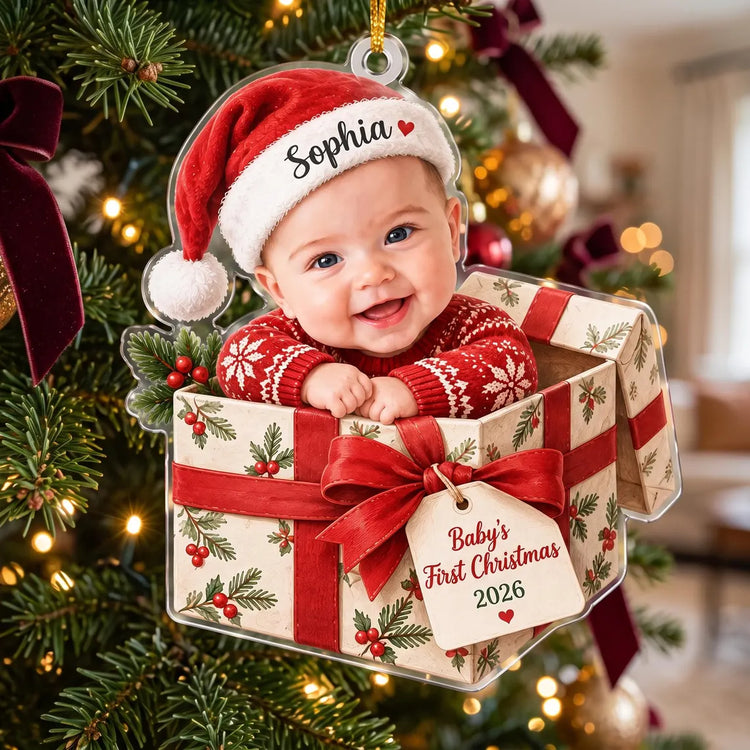 Personalized Baby's First Christmas Ornament, Custom Baby Photo Ornament, Newborn Keepsake Gift for New Parents