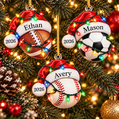 Personalized Sports Christmas Ornament, Custom Name Athlete Ornament, Sports Lover Kids Gift