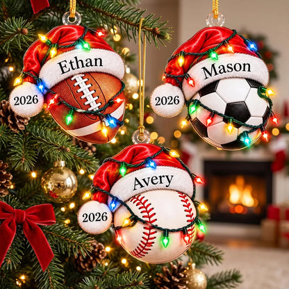 Personalized Sports Christmas Ornament, Custom Name Athlete Ornament, Sports Lover Kids Gift