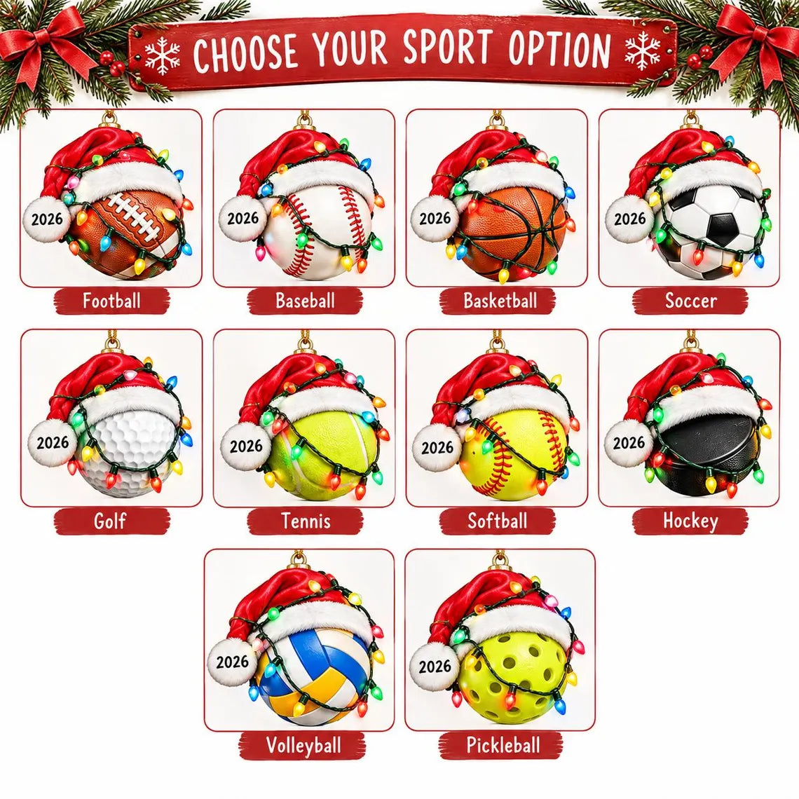Personalized Sports Christmas Ornament, Custom Name Athlete Ornament, Sports Lover Kids Gift