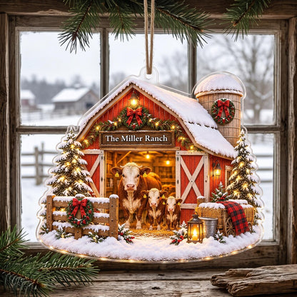 Personalized Farm Christmas Ornament, Custom Name Ranch Ornament, Farmhouse Family Keepsake