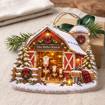 Personalized Farm Christmas Ornament, Custom Name Ranch Ornament, Farmhouse Family Keepsake