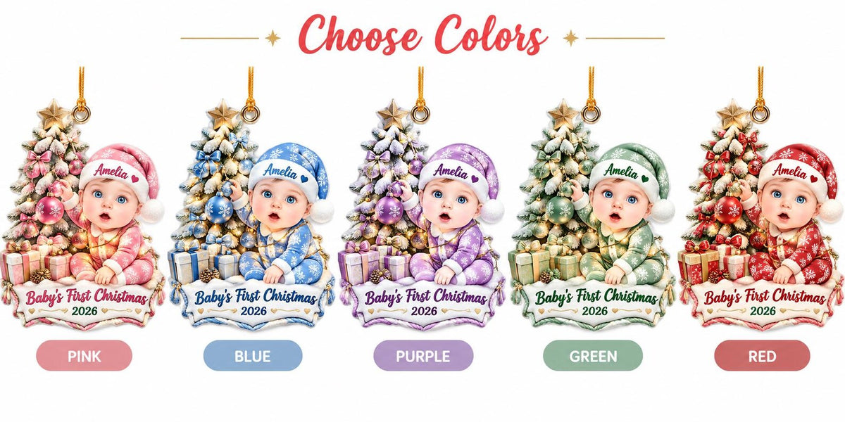 Personalized Baby's First Christmas Ornament 2026, Custom Baby Name Acrylic Ornament, Pink Christmas Tree Keepsake, New Baby Gift for Parents