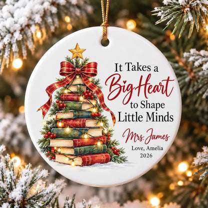 Personalized Teacher Christmas Ornament 2026, Custom Name Book Tree Ornament, Teacher Appreciation Gift