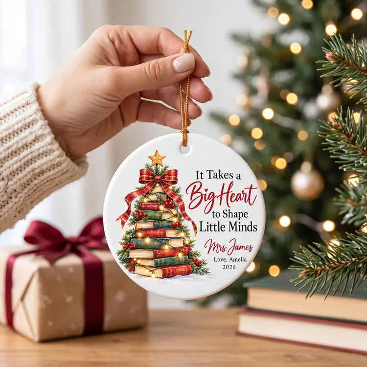 Personalized Teacher Christmas Ornament 2026, Custom Name Book Tree Ornament, Teacher Appreciation Gift