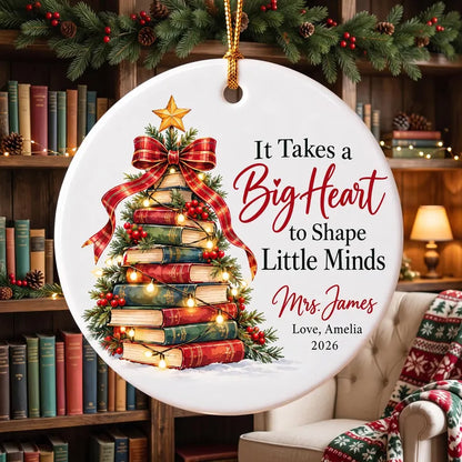 Personalized Teacher Christmas Ornament 2026, Custom Name Book Tree Ornament, Teacher Appreciation Gift