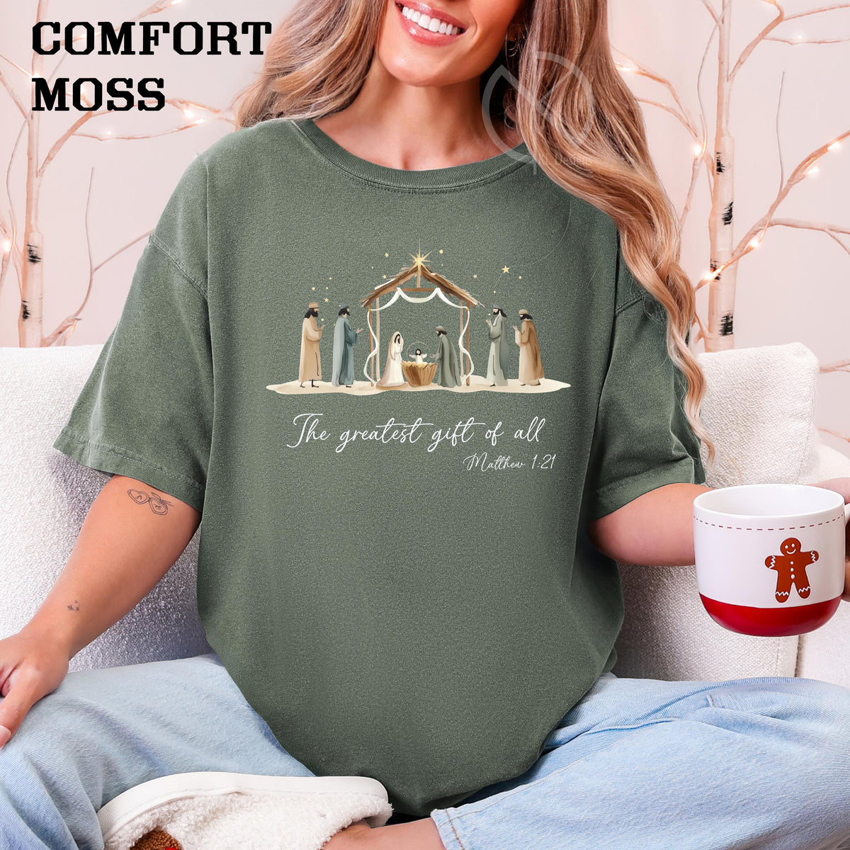 The Greatest Gift of All Nativity Shirt, Christian Christmas Shirt, Jesus Birth Scene, Faith Graphic Tee, Religious Holiday Gift