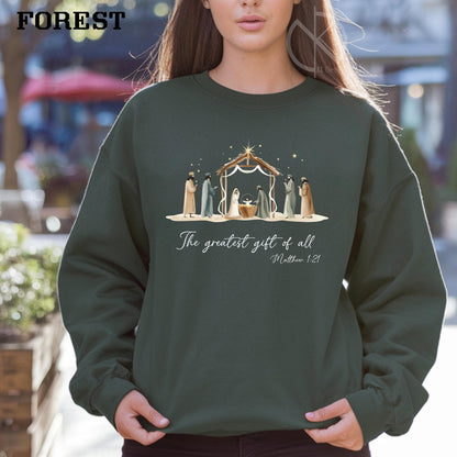 The Greatest Gift of All Nativity Shirt, Christian Christmas Shirt, Jesus Birth Scene, Faith Graphic Tee, Religious Holiday Gift