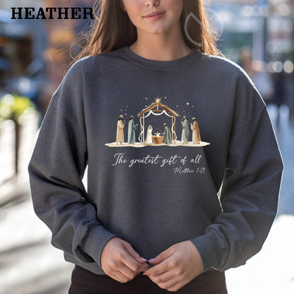 The Greatest Gift of All Nativity Shirt, Christian Christmas Shirt, Jesus Birth Scene, Faith Graphic Tee, Religious Holiday Gift