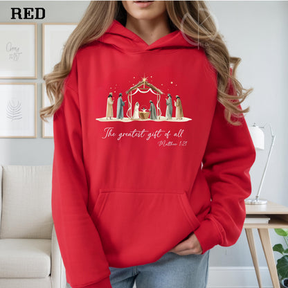 The Greatest Gift of All Nativity Shirt, Christian Christmas Shirt, Jesus Birth Scene, Faith Graphic Tee, Religious Holiday Gift