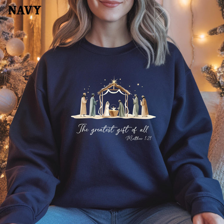 The Greatest Gift of All Nativity Shirt, Christian Christmas Shirt, Jesus Birth Scene, Faith Graphic Tee, Religious Holiday Gift