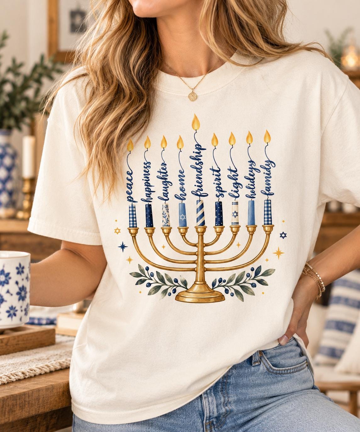 Hanukkah Menorah Shirt, Happy Hanukkah Sweatshirt, Jewish Holiday Tee, Festival of Lights Shirt, Hanukkah Gift for Women, Menorah Tee