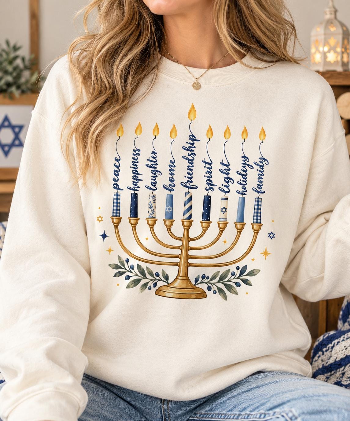 Hanukkah Menorah Shirt, Happy Hanukkah Sweatshirt, Jewish Holiday Tee, Festival of Lights Shirt, Hanukkah Gift for Women, Menorah Tee