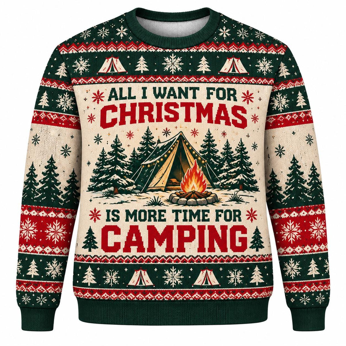 Camping Ugly Christmas Sweater, Funny Camper Knitted Sweatshirt, Christmas Camping Shirt, Outdoor Lover Holiday Sweater Gift