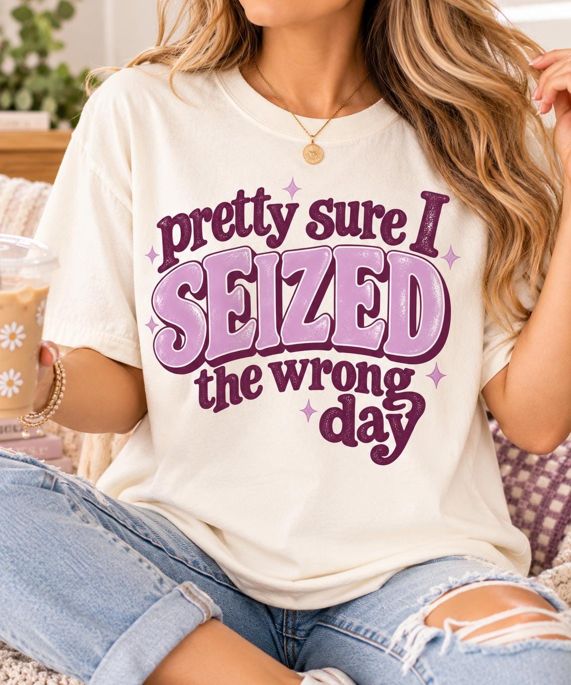 Pretty Sure I Seized The Wrong Day Shirt, Funny Epilepsy Awareness Tee, Purple Ribbon Support Shirt, Seizure Survivor Gift, Epilepsy Warrior