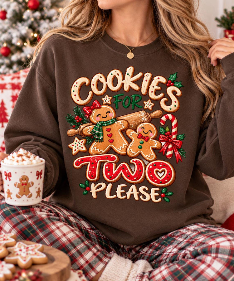 Cookies for Two Please Shirt, Cute Gingerbread Christmas Sweatshirt, Holiday Baking Tee, Christmas Shirts, Festive Cookie Lover Gift